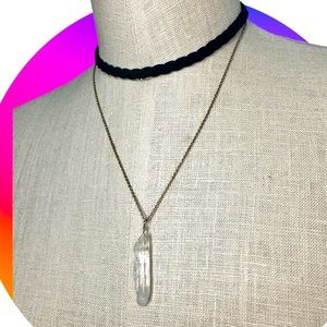 Choker Cord Necklace Layered Gold Chain Crystal Stone